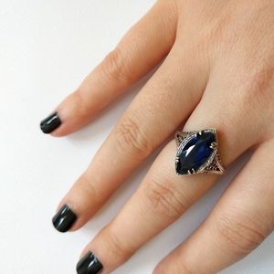 Lab Created Sapphire Sterling Silver Ring 6.5